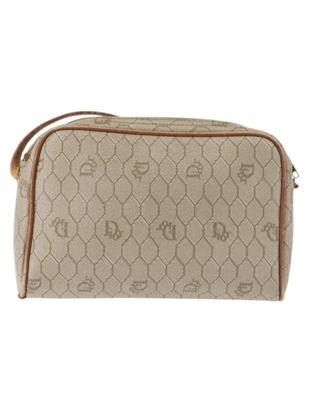 Authentic Christian Dior Honeycomb Canvas Shoulder Bag PVC Beige Gold - Picture 9 of 16